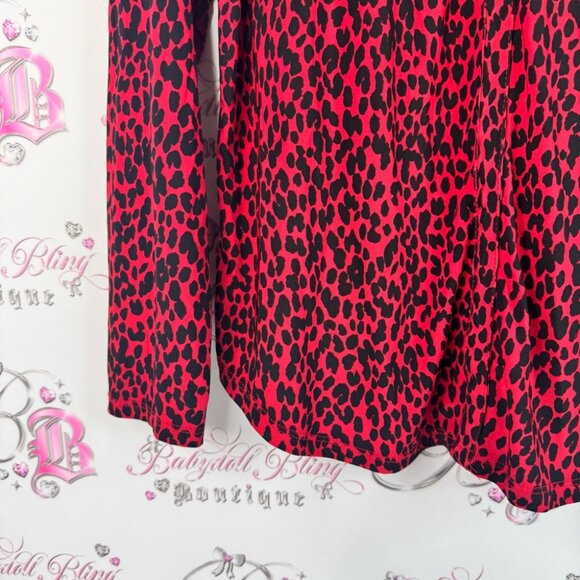 INC International Concepts long sleeve blouse zippers Red and Gray Leopard - Picture 5 of 9